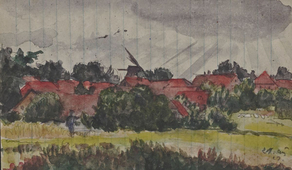 Wassermühle in Harpstedt, Aquarell 1923