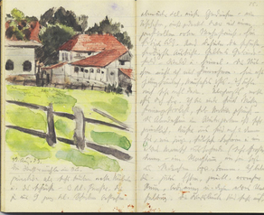 Wassermühle in Harpstedt, Aquarell 1923