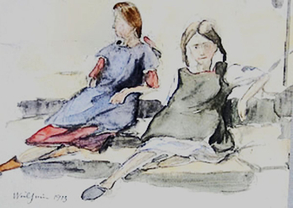 100027_ Ferien in Weilheim, Aquarell-Tusche, 1923 VS-datiert-betitelt