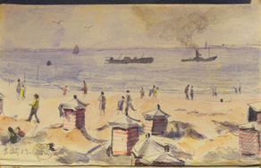 Strand bei Borkum, Aquarell 1923