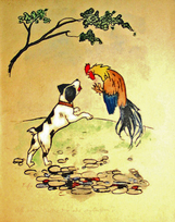101192_ Hahnenkampf, Aquarell-Tusche,  um 1923, VS Monogramm FE
