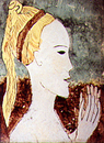 Frauenkopf mit hellem Haar