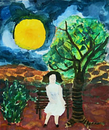 Mädchen bei Vollmond
