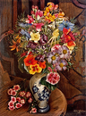 Bunter Strauß in rustikaler Vase
